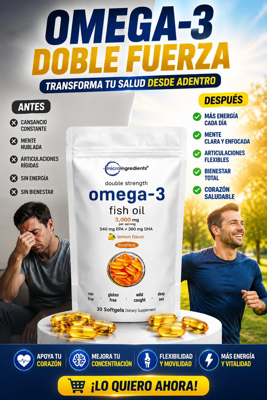 🐟 Omega-3 Fish Oil ✨ | Energía y Bienestar Para Tu Día