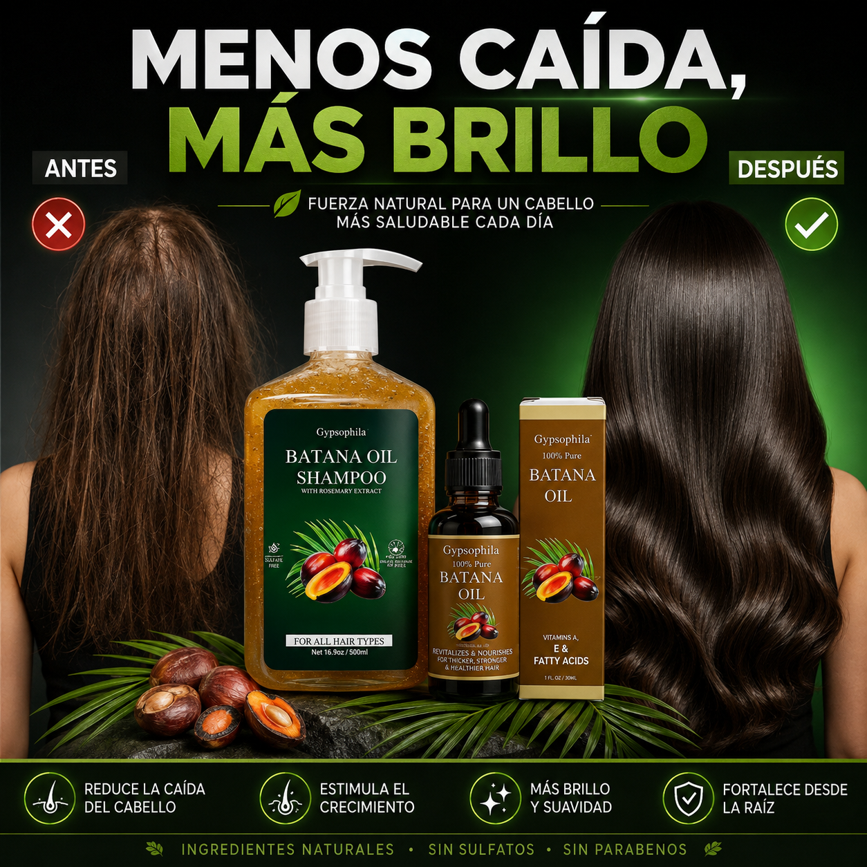 Shampoo y Aceite de Batana 🌿 | Cabello Fuerte, Brillante y Sin Caída ✨