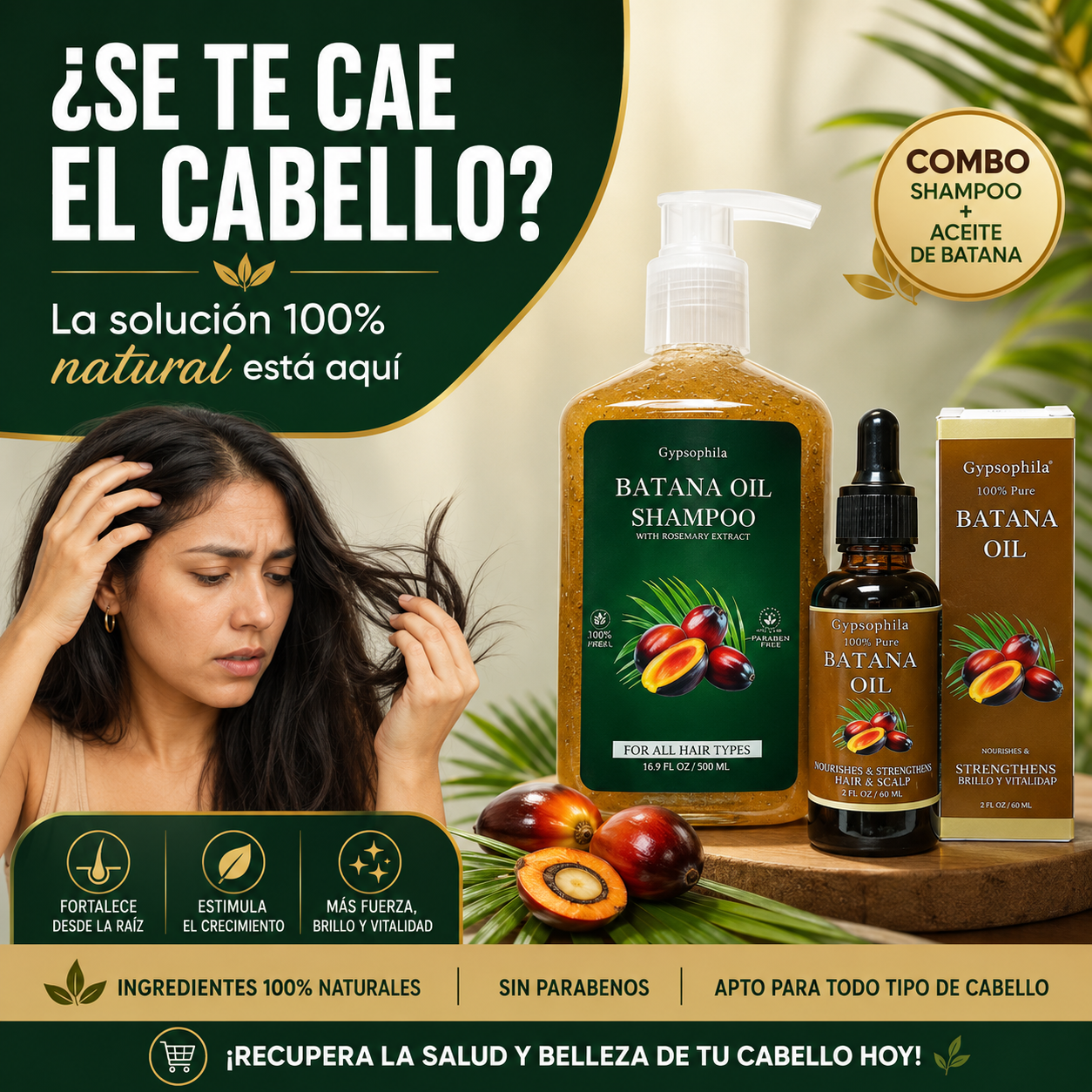 Shampoo y Aceite de Batana 🌿 | Cabello Fuerte, Brillante y Sin Caída ✨